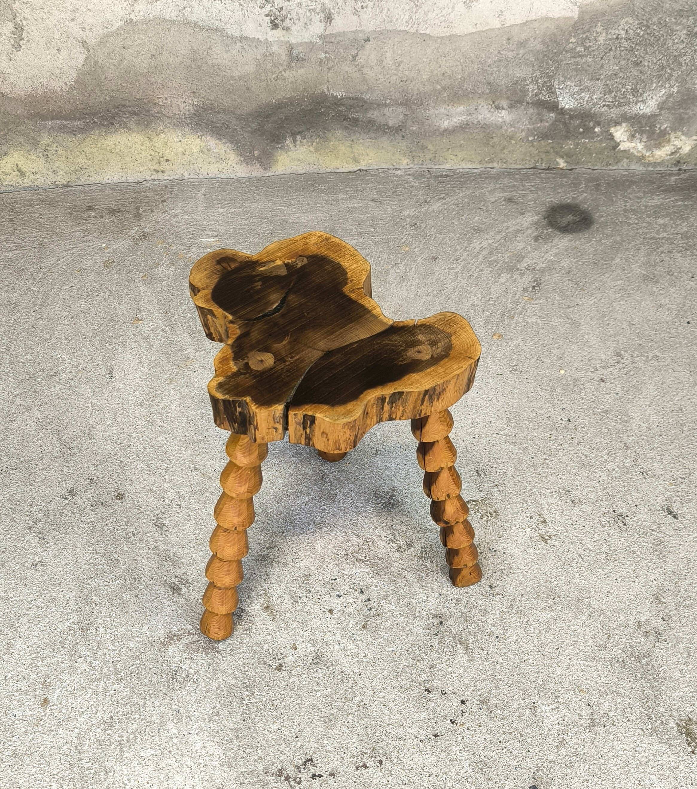 Brutalist wooden stool.