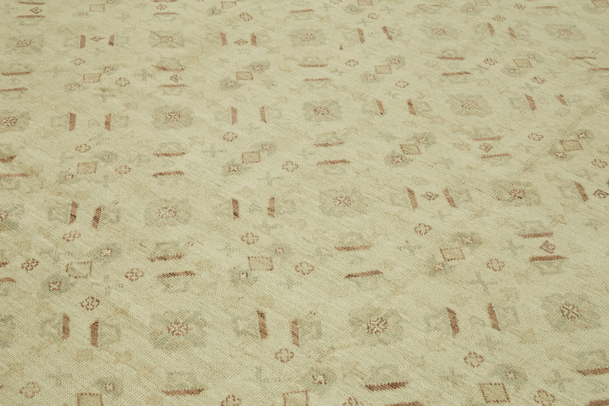 Hand-knotted persian antique 1970s 285 cm x 372 cm beige wool carpet