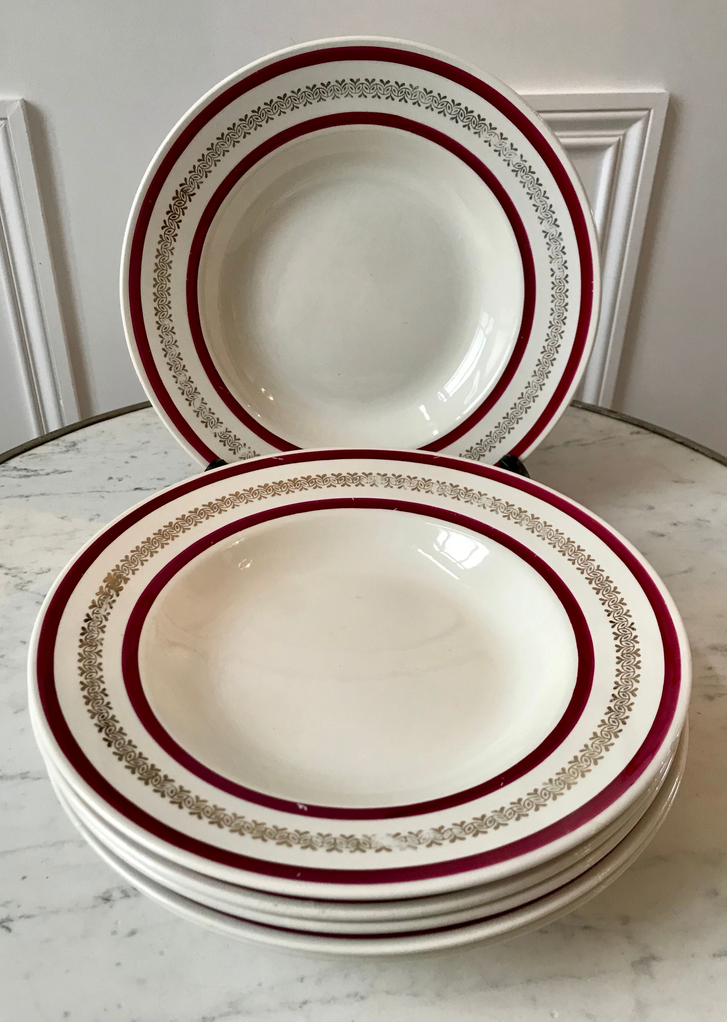 Set of 6 hollow plates Gien 50s