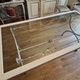 Dining table & 6 white wrought iron chairs Roche Bobois romantic style