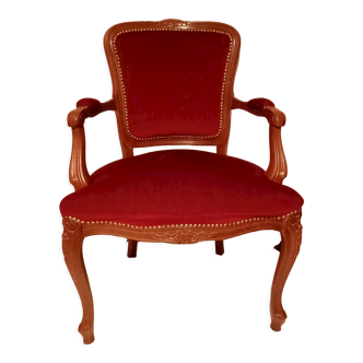 Fauteuil ancien en bois de noyer et velours