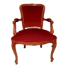 Fauteuil ancien en bois de noyer et velours