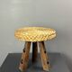 Midcentury braided rope tripod stool in the style of Audoux & Minet, 1950s