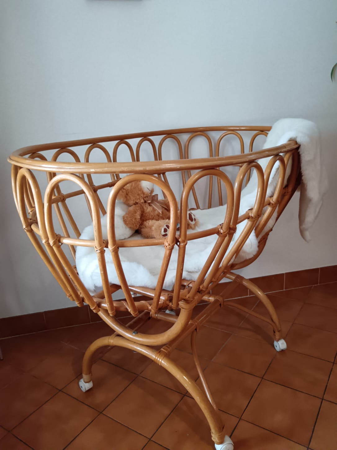 Rattan baby cradle