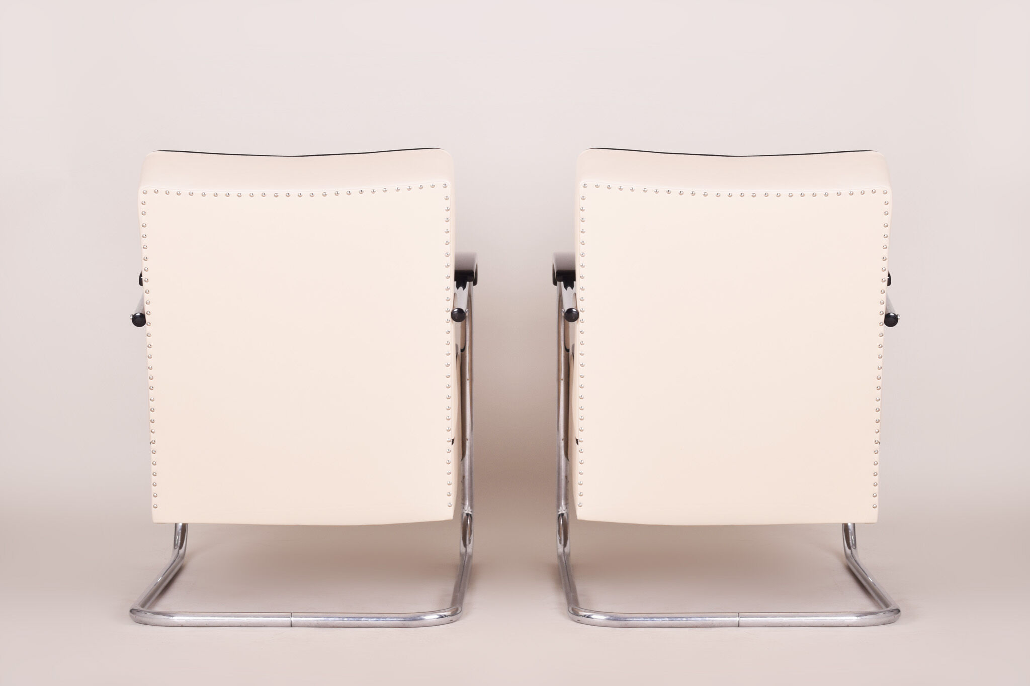 Pair of white Bauhaus armchairs - 1930s Czechia