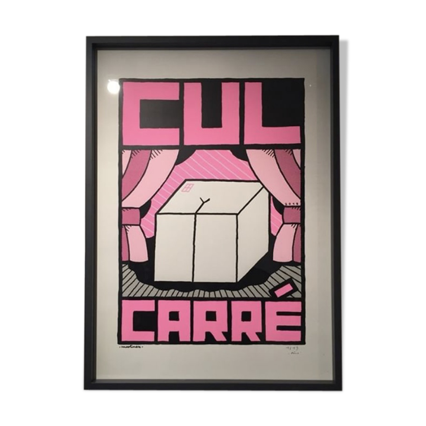 Pink "Cul Carré" poster, 70x50 cm, hand-printed numbered screen print