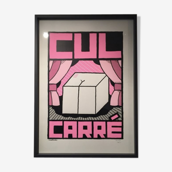 Affiche "Cul Carré" rose 70x50 cm sérigraphie faite main signée numérotée