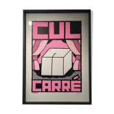 Pink "Cul Carré" poster, 70x50 cm, hand-printed numbered screen print