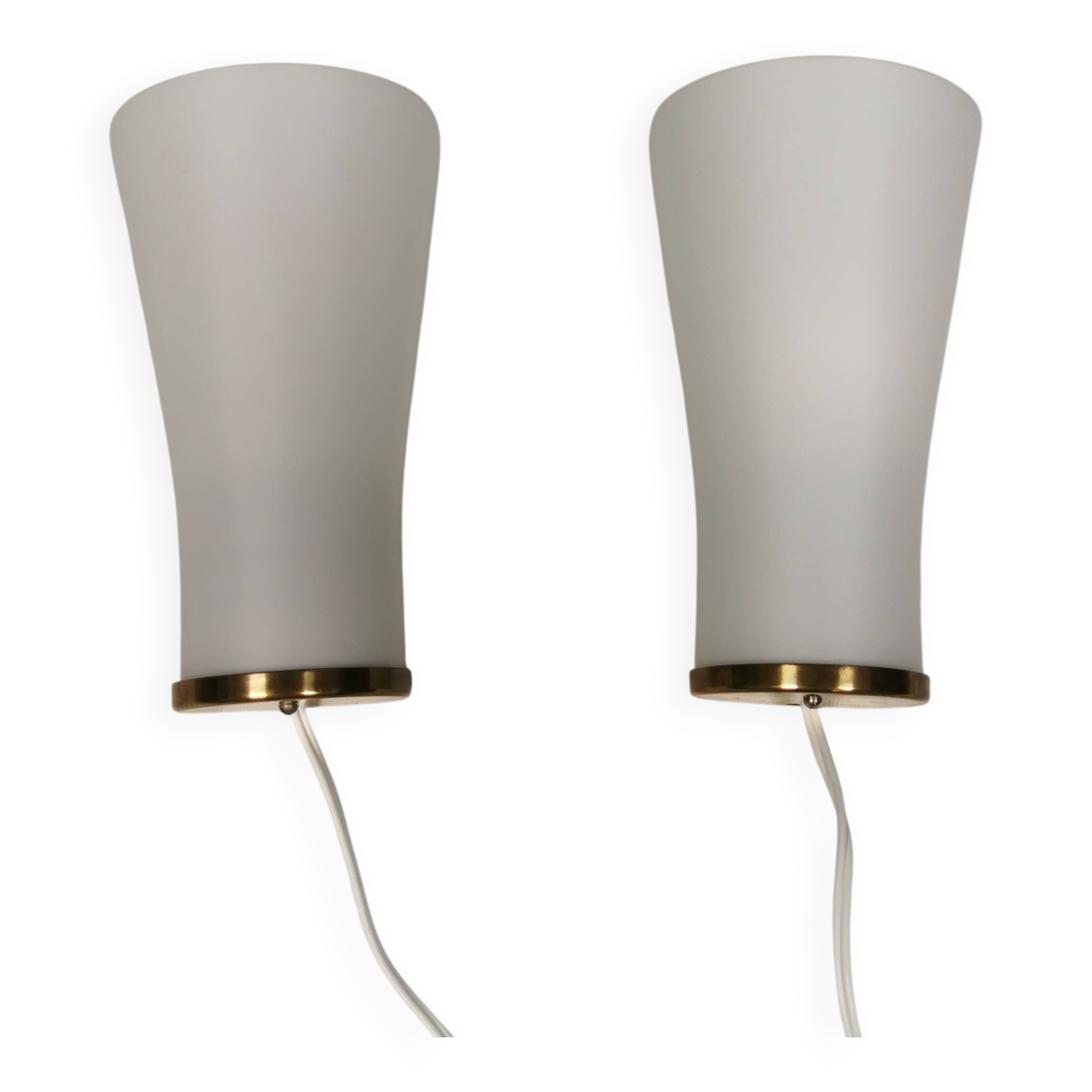 A set of retro wall lamps with white opal glass shades, Denmark 1950s