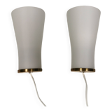 A set of retro wall lamps with white opal glass shades, Denmark 1950s