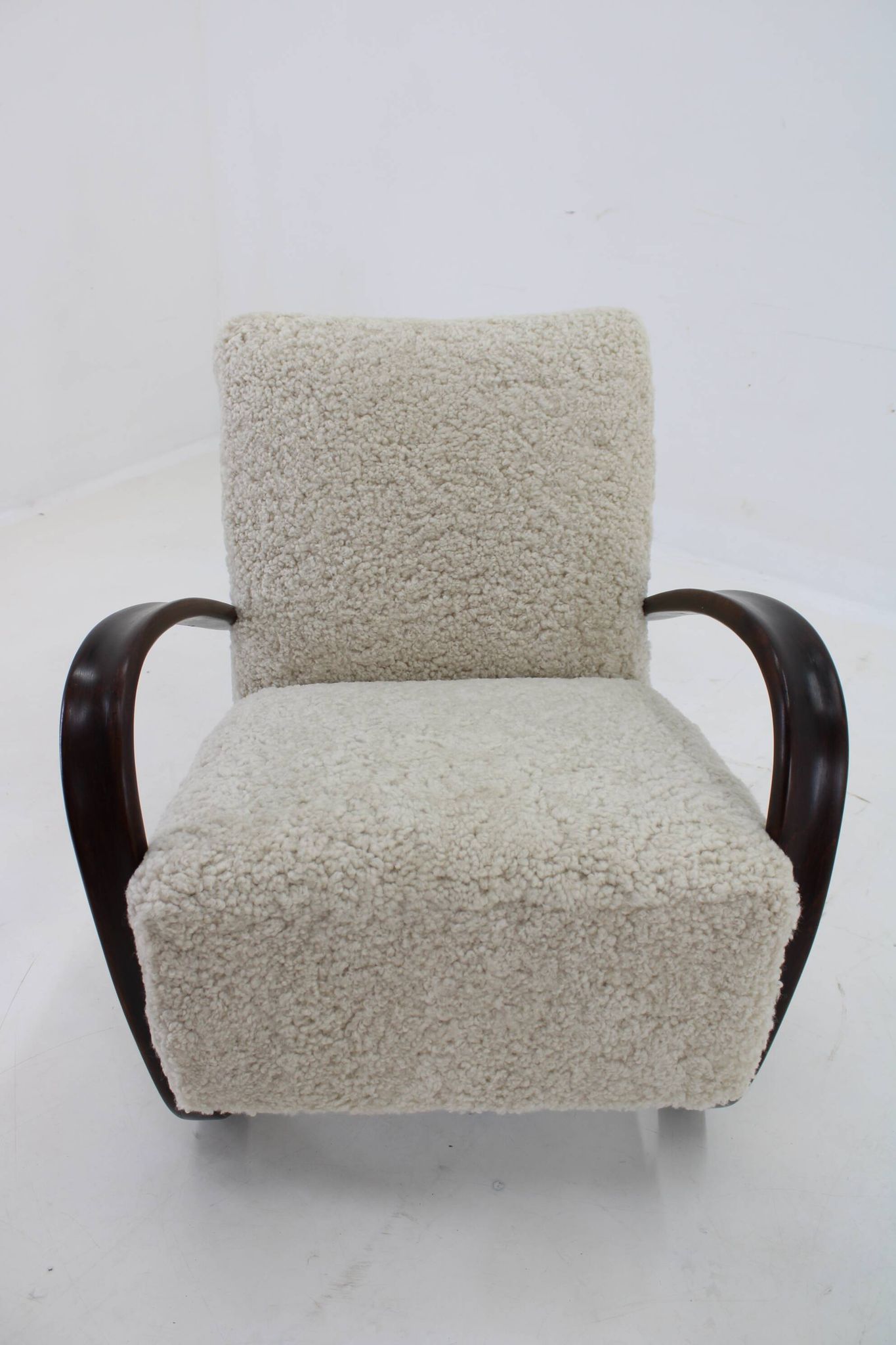 1930s Jindrich Halabala Thonet H-269 Armchair in Sheepskin, Restored