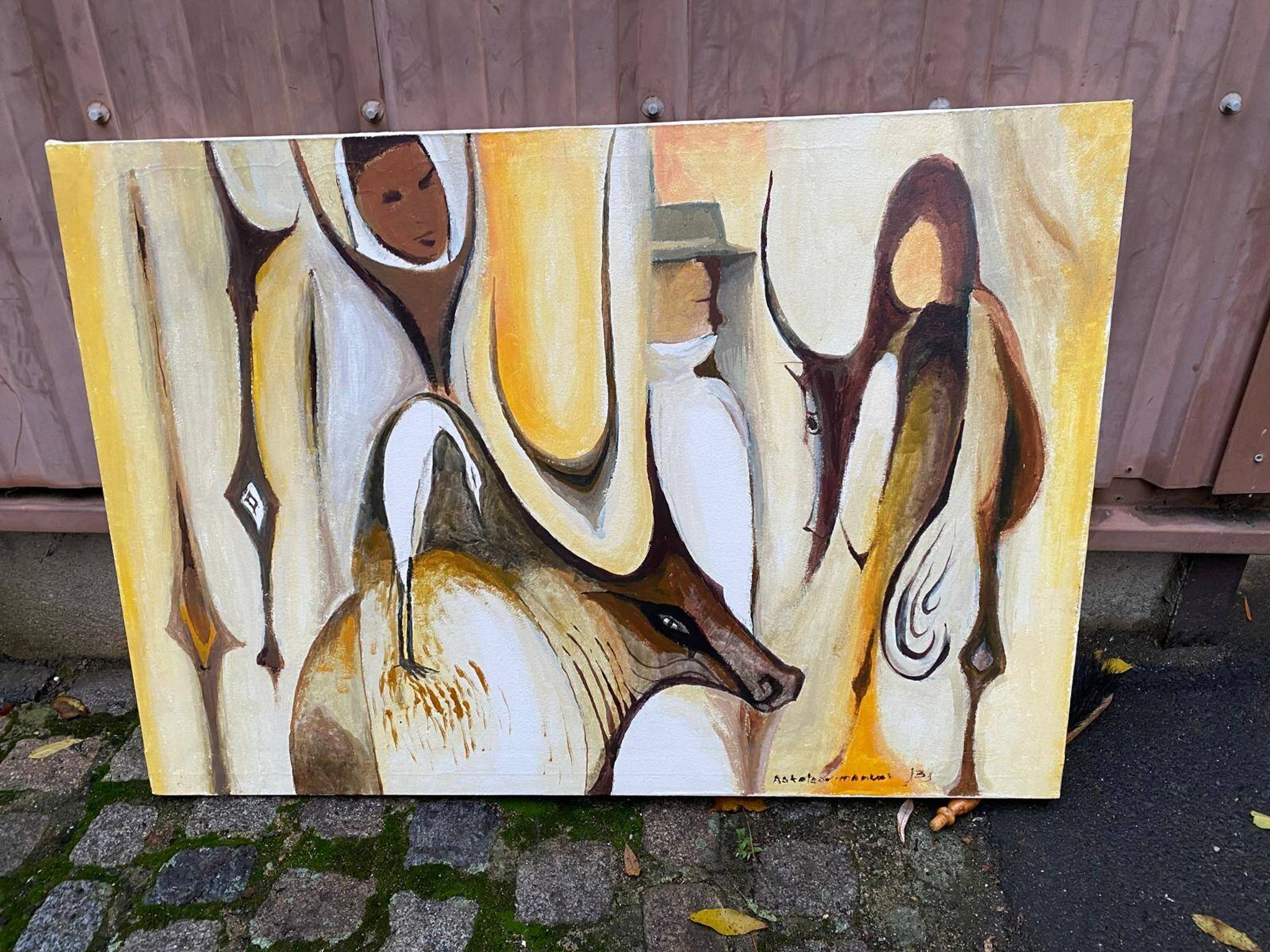 Tableau peinture huile sur toile animaux sans cadre 70x100cm