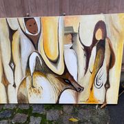 Tableau peinture huile sur toile animaux sans cadre 70x100cm