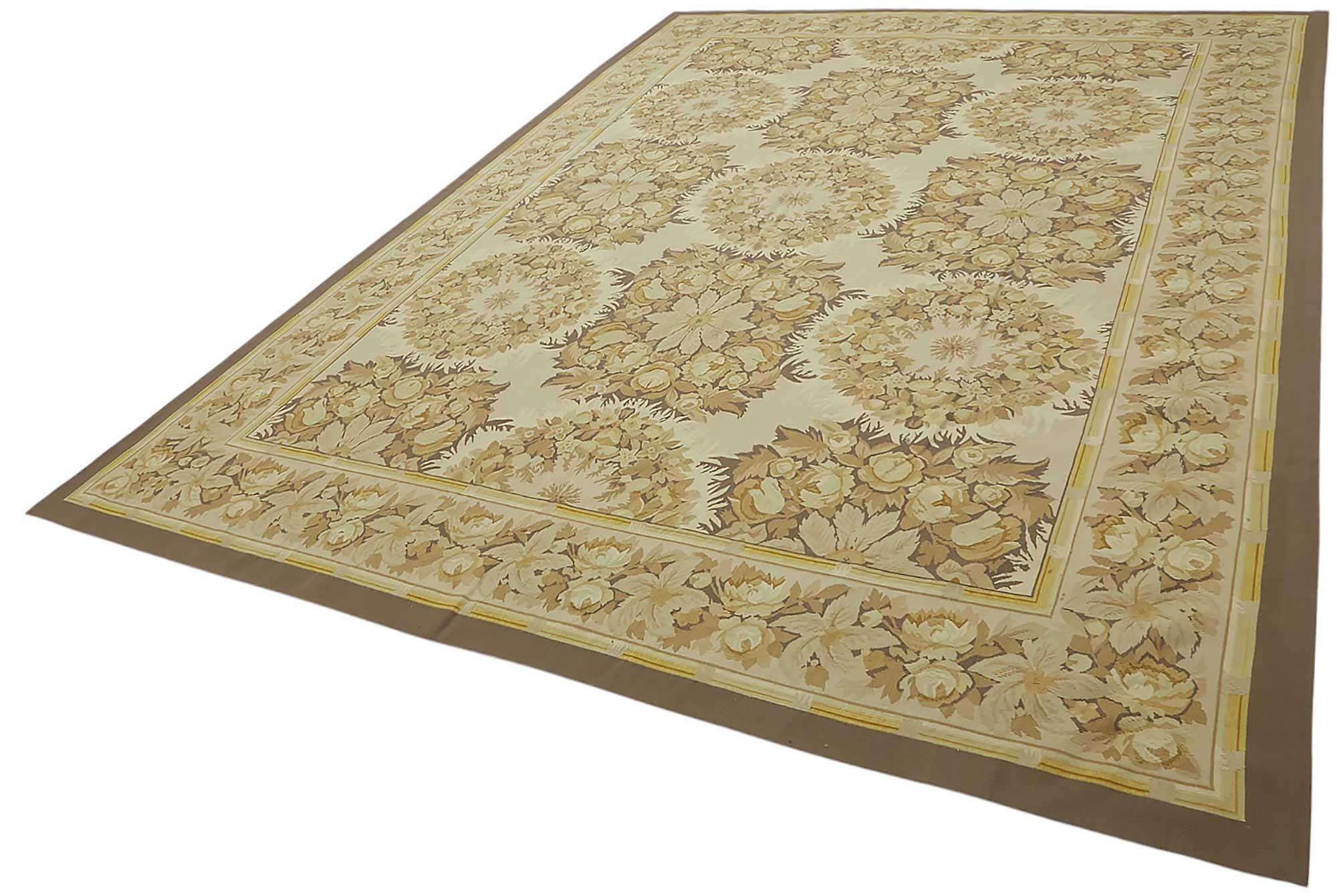 Handmade European Vintage Aubusson Kilim 270 cm x 370 cm