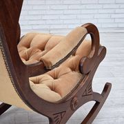 1960s, Scandinavian rocking chair, furniture velour, dark beech wood.