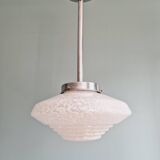 Art Deco pendant light in white speckled glass, 1930s