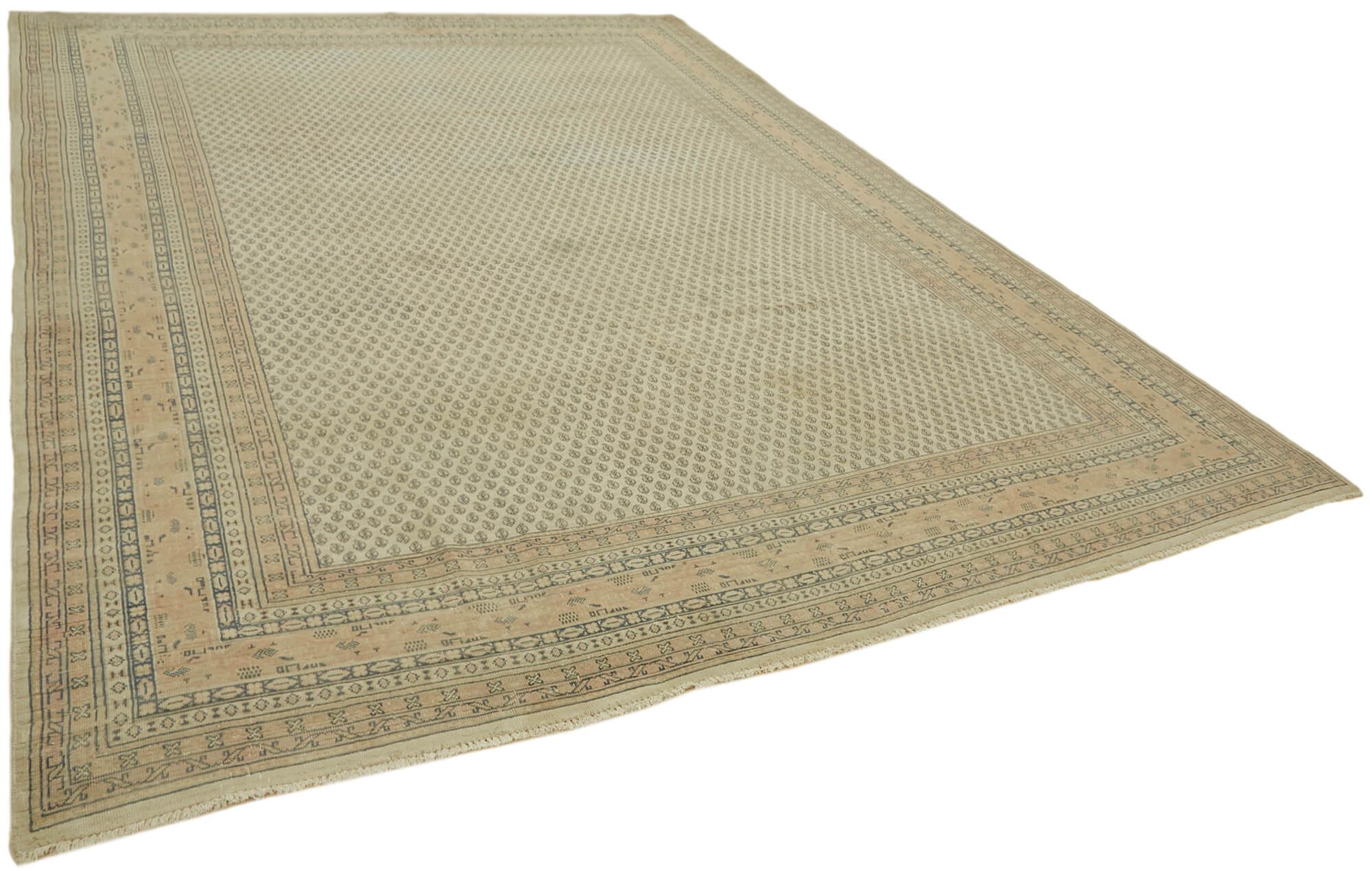 Handmade oriental contemporary 1980s 285 cm x 370 cm beige wool carpet