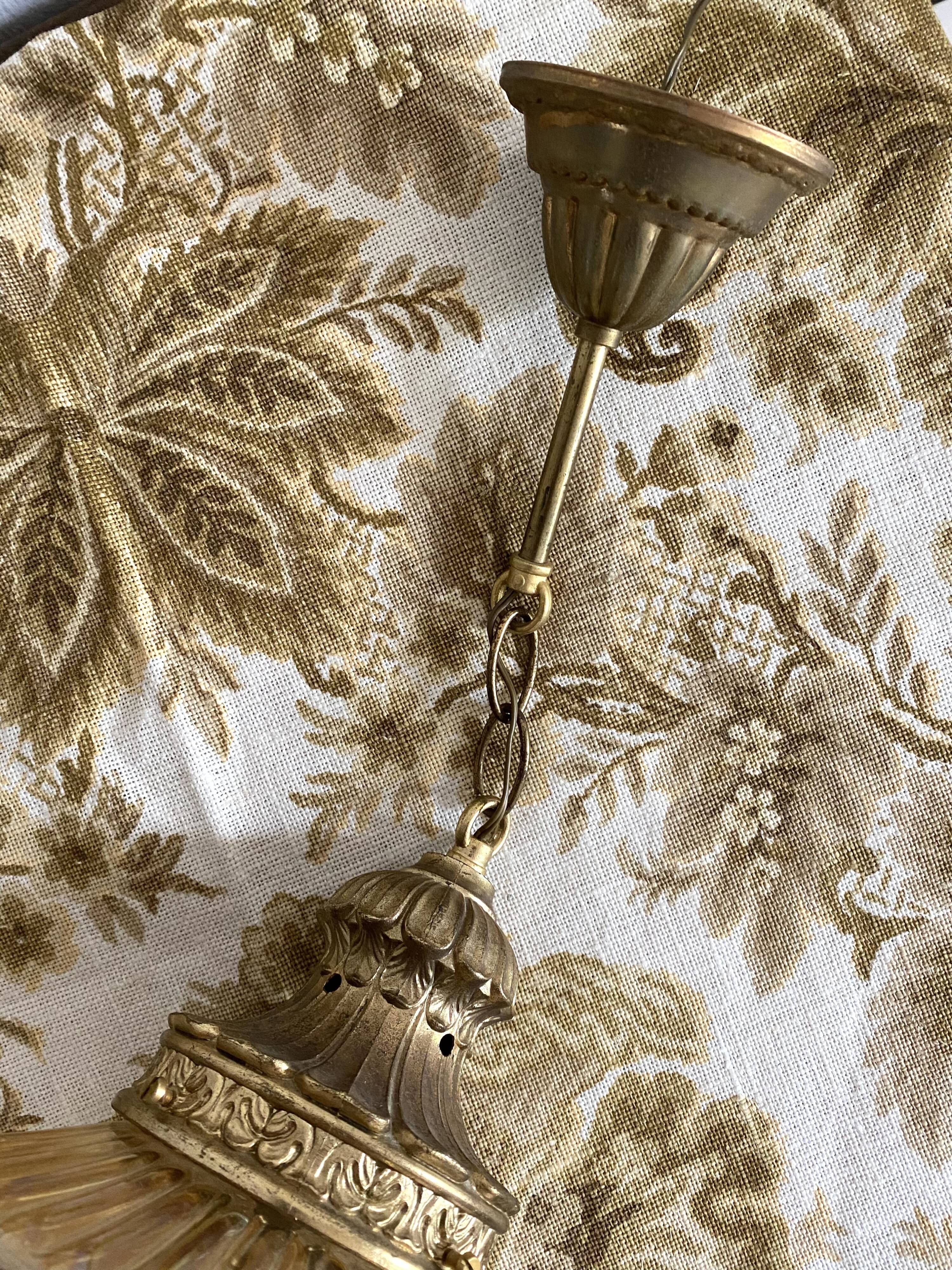 Large two-tone pressed glass ball pendant light