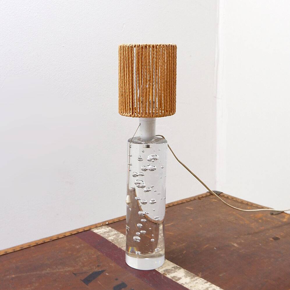 Glass lamp with air bubble pattern, "Daum France" style, circa 1975