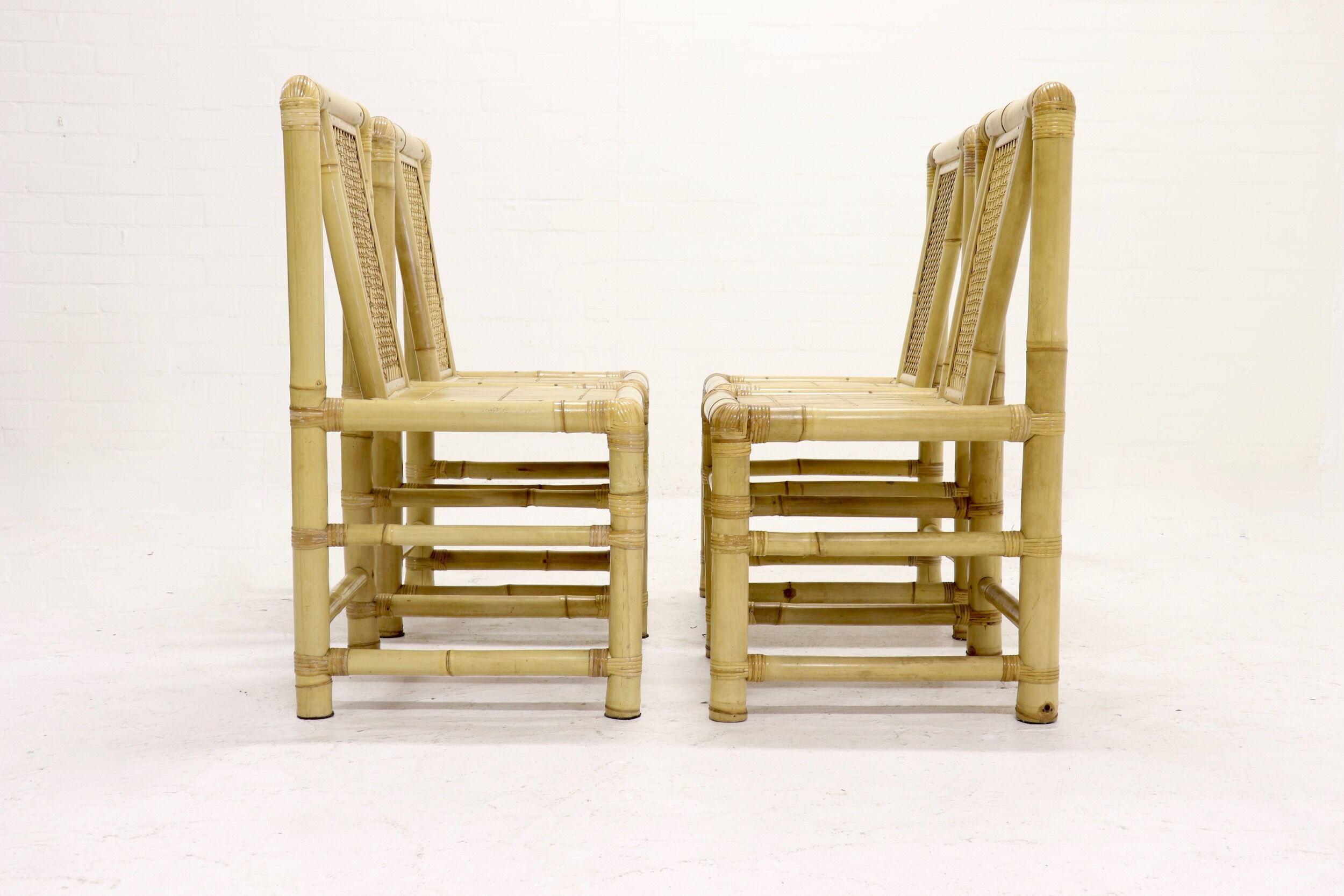 Bamboo dining chairs in tropicalist style 1970