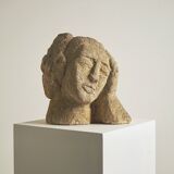 Stone bust of a woman, mid-19th century