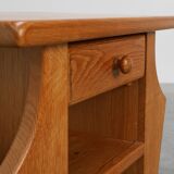 Mid-Century Blonde Oak Side Table, France 1980s