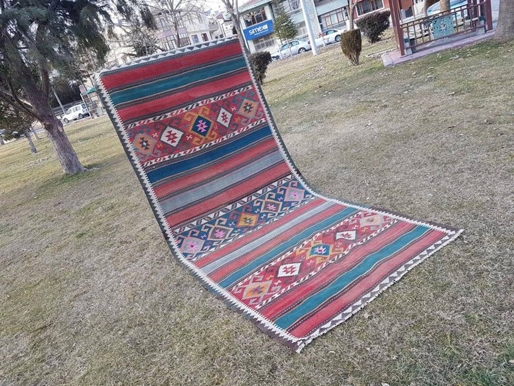 Vintage Turkish hallway rug 154x347 cm