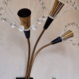 Wall lamp with 3 lights, brass and crystal balls, 1950s.