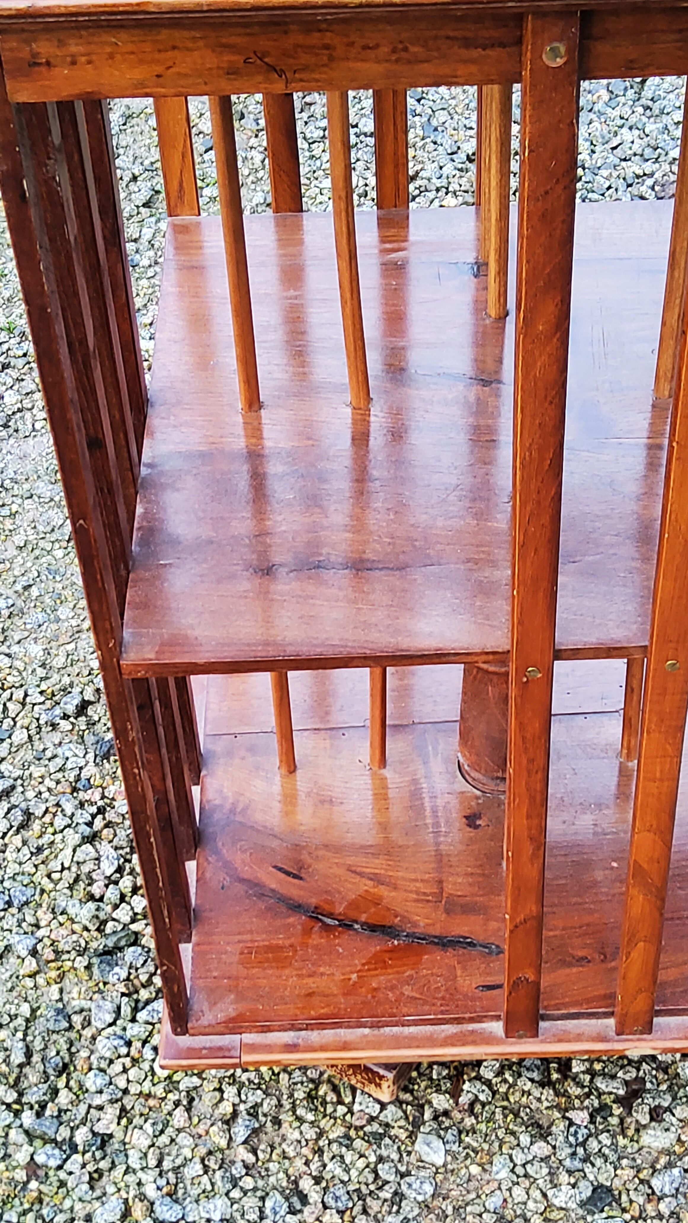 Art Deco style revolving bookcase in walnut and oak