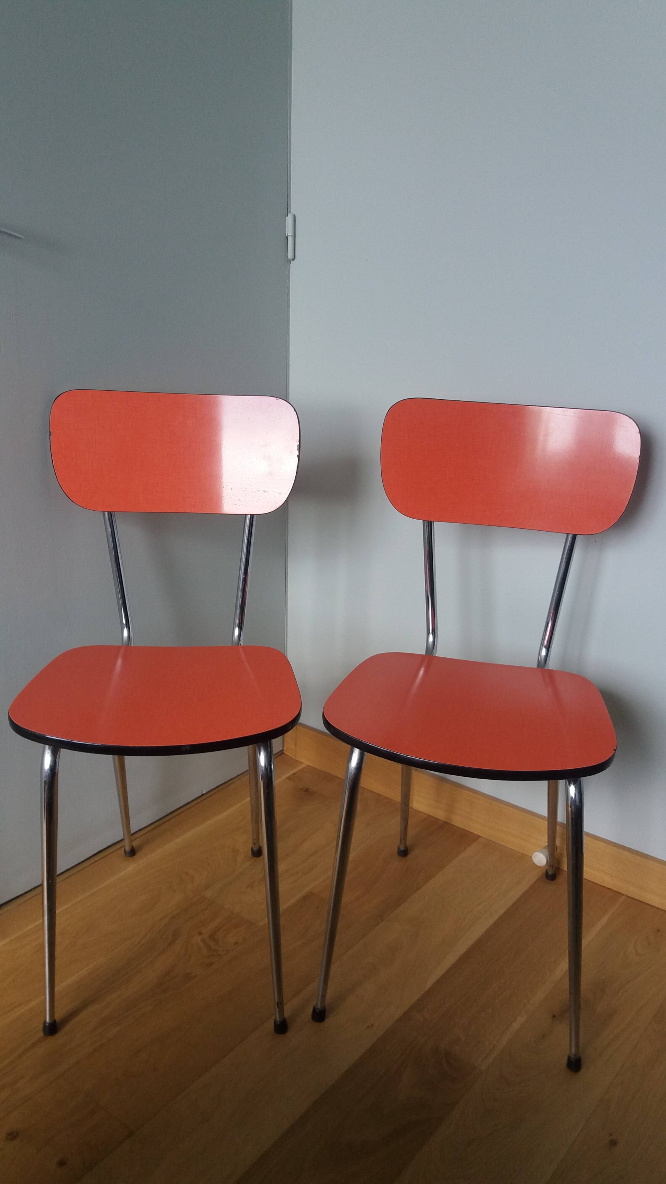 Chaises en formica et métal chromé