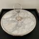 Marble cheese platter and silver metal 1970