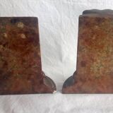 Genuine Red Alabaster Marble Italian Bookend Column Shaped Pair