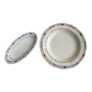 Plat rond et ravier assorti en