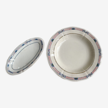 Round and ravier dish assorted in Gien earthenware