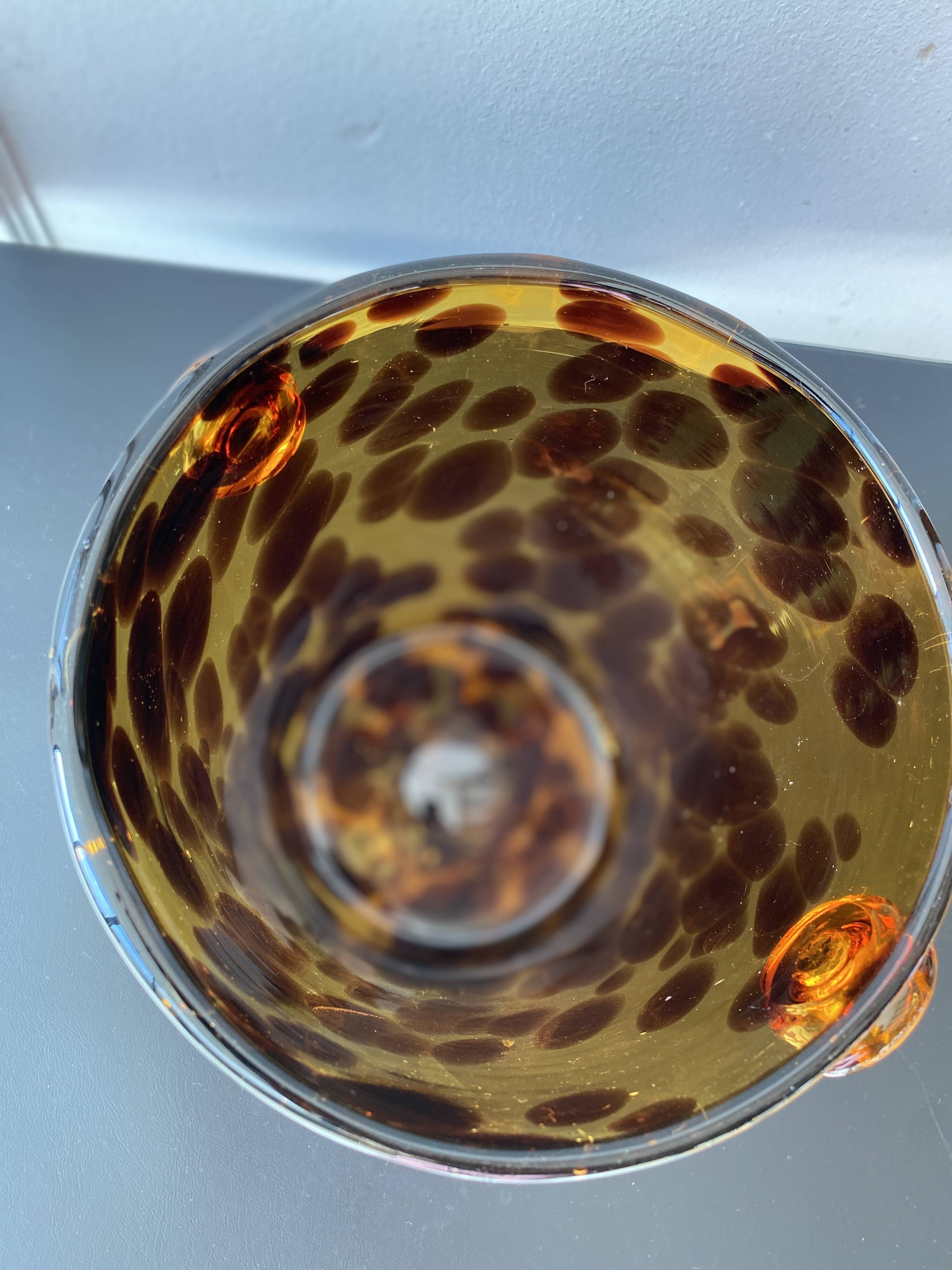 Seau à glaçons vintage Empoli pour Dior – verre soufflé écaille de tortue