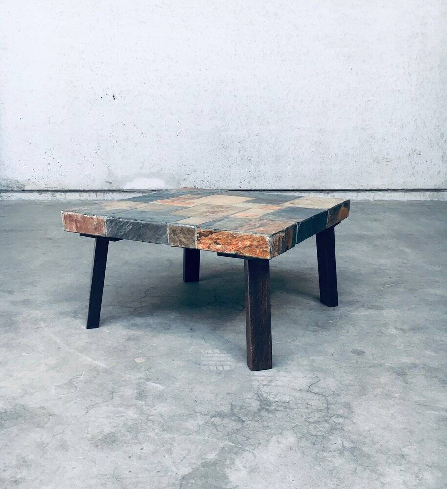 Brutalist Style Coffee Table in Slate Stone, 1970s