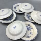Set of 8 hollow plates Opaque porcelain from Gien decoration Cactus