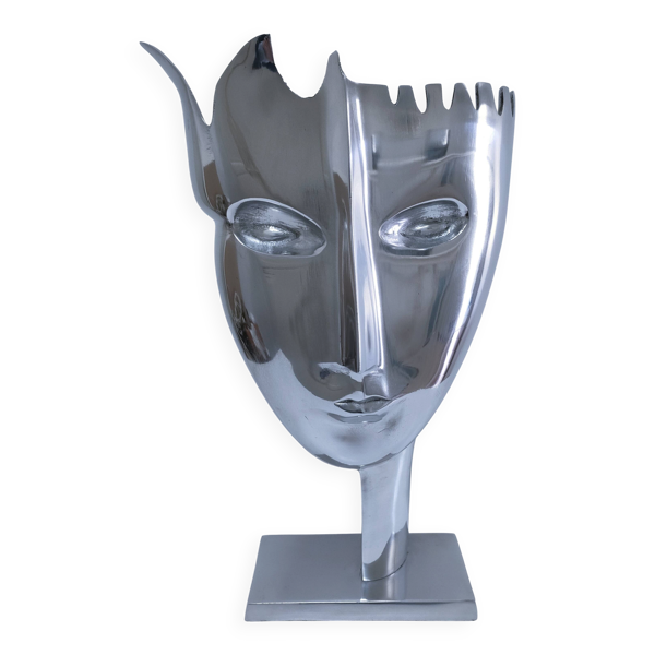 sculpture visage stylisé métal h.34,5 cm design contemporain — Beyit