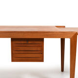 Rare bureau en teck danois des années 1950 extensible jusqu’à 230 cm