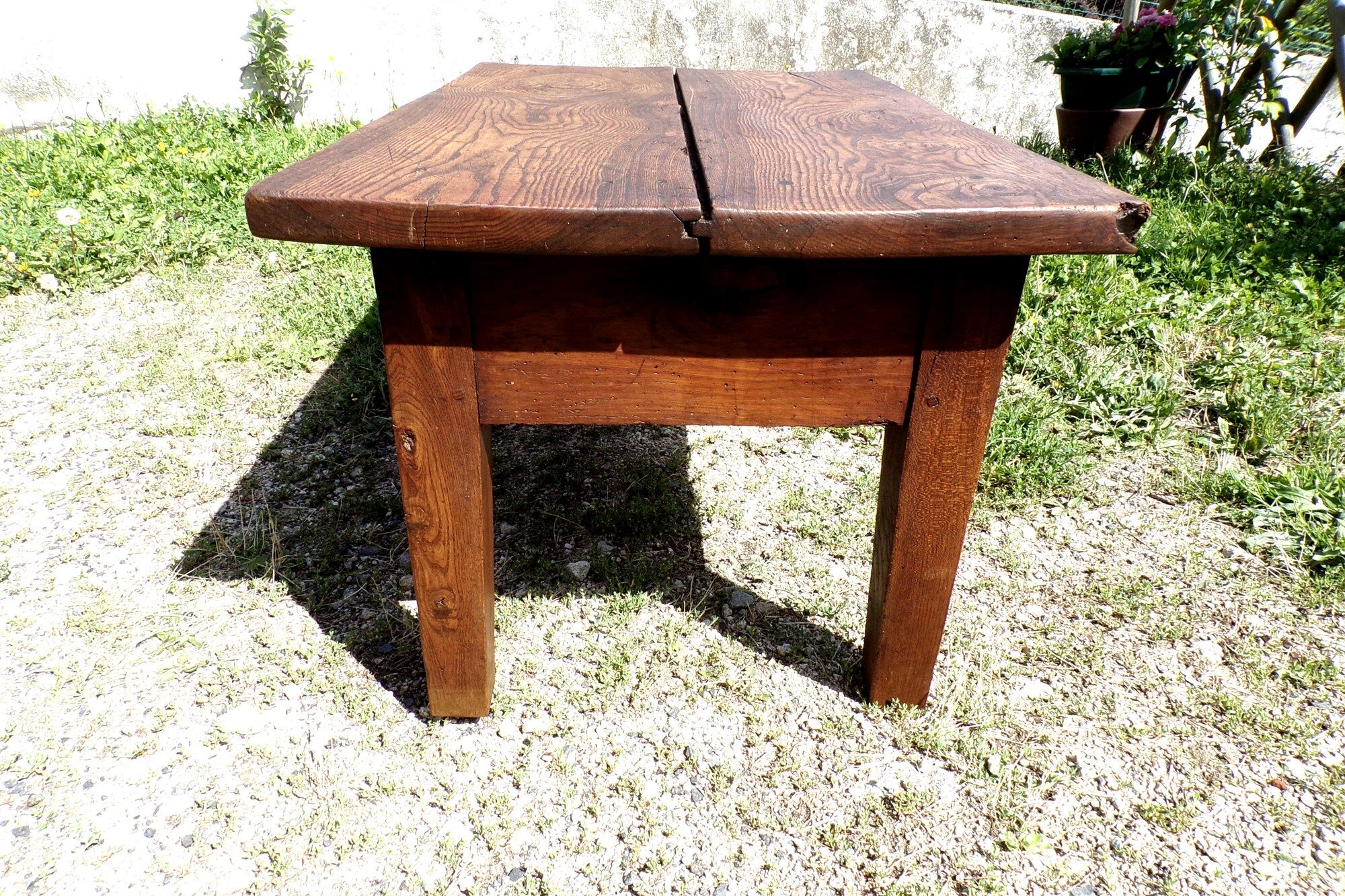 Rustic wooden coffee table with drawer