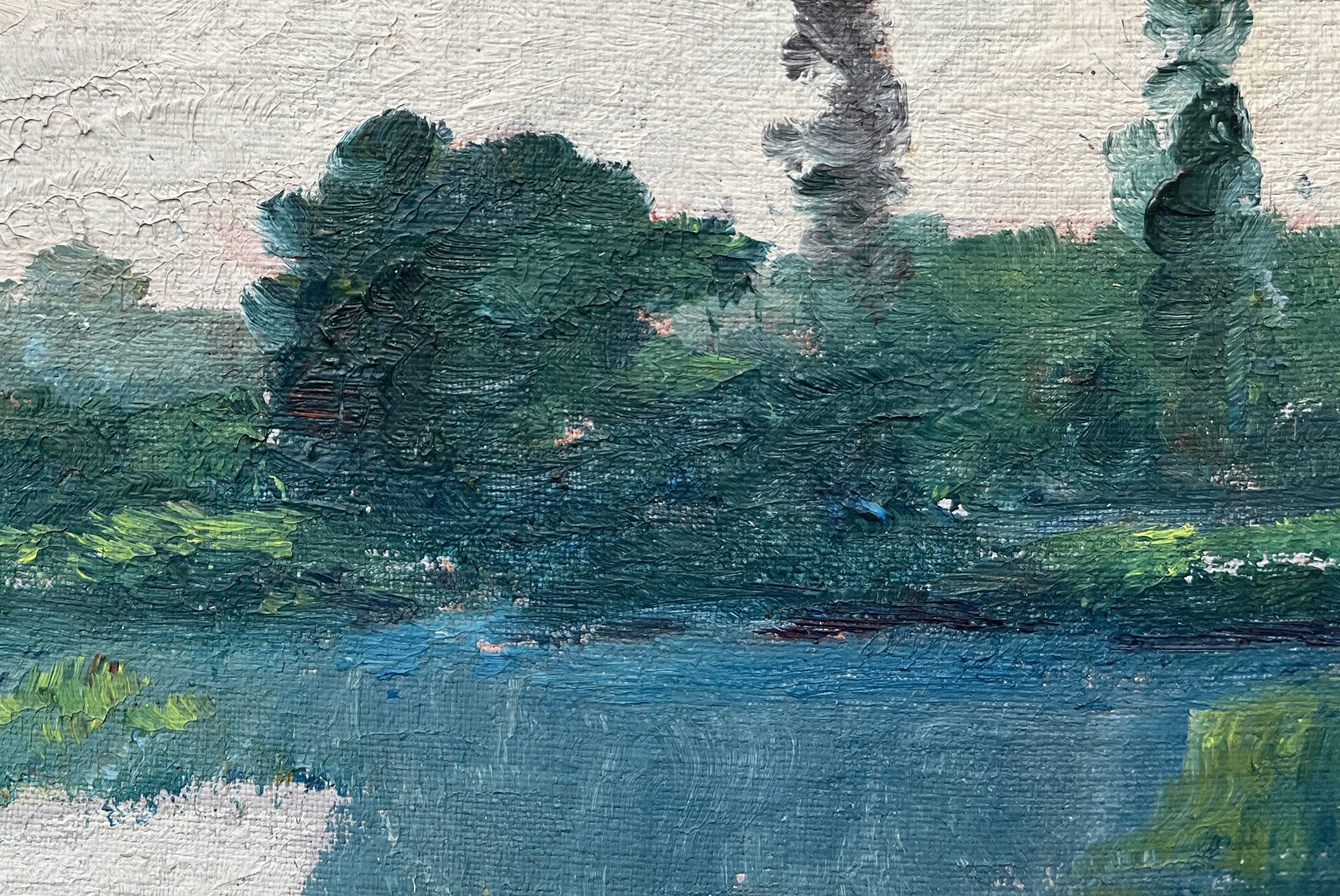 HSP painting “Banks of the Mayenne” in Saint-Jean (53) by Ludet-Duval