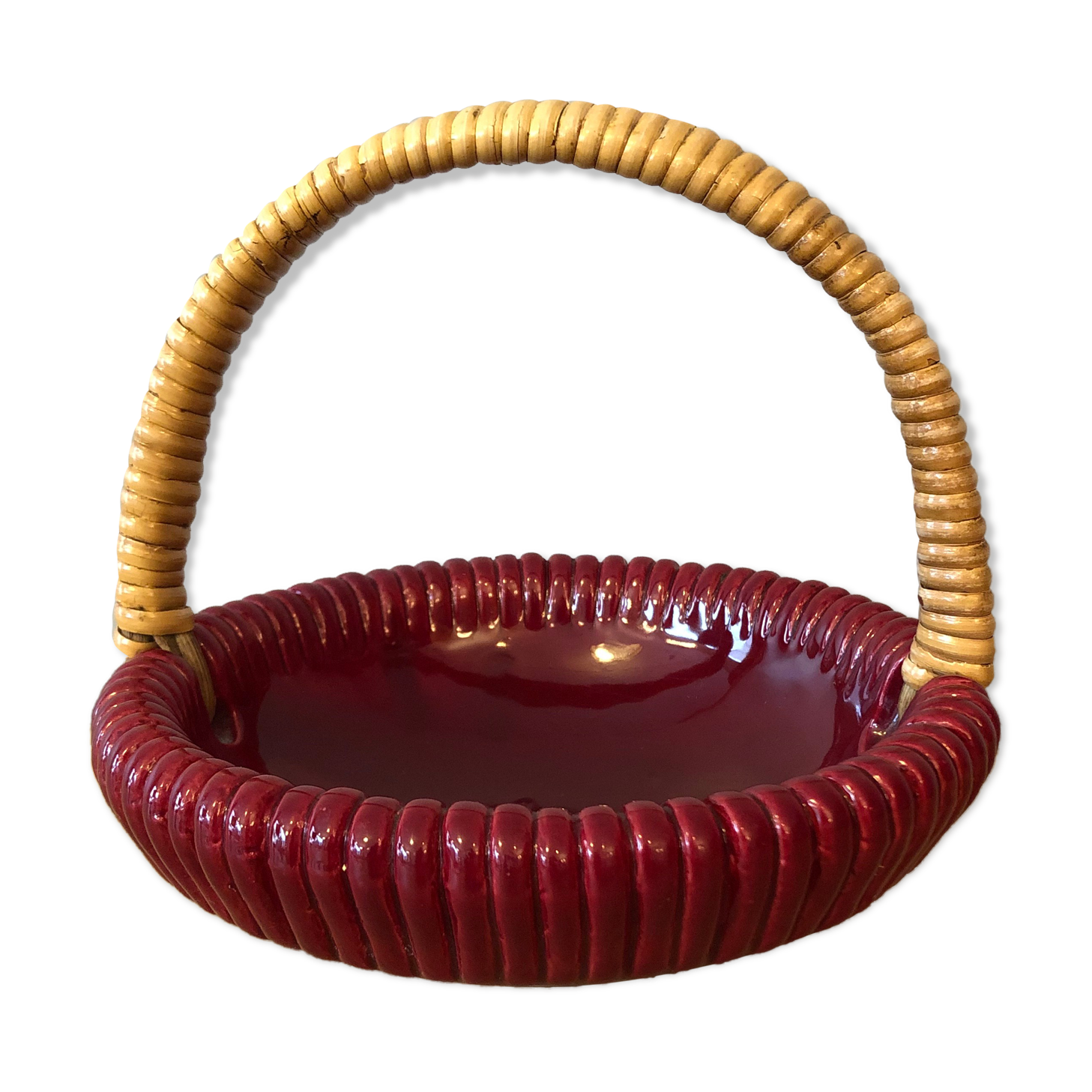 Ceramic and rattan basket