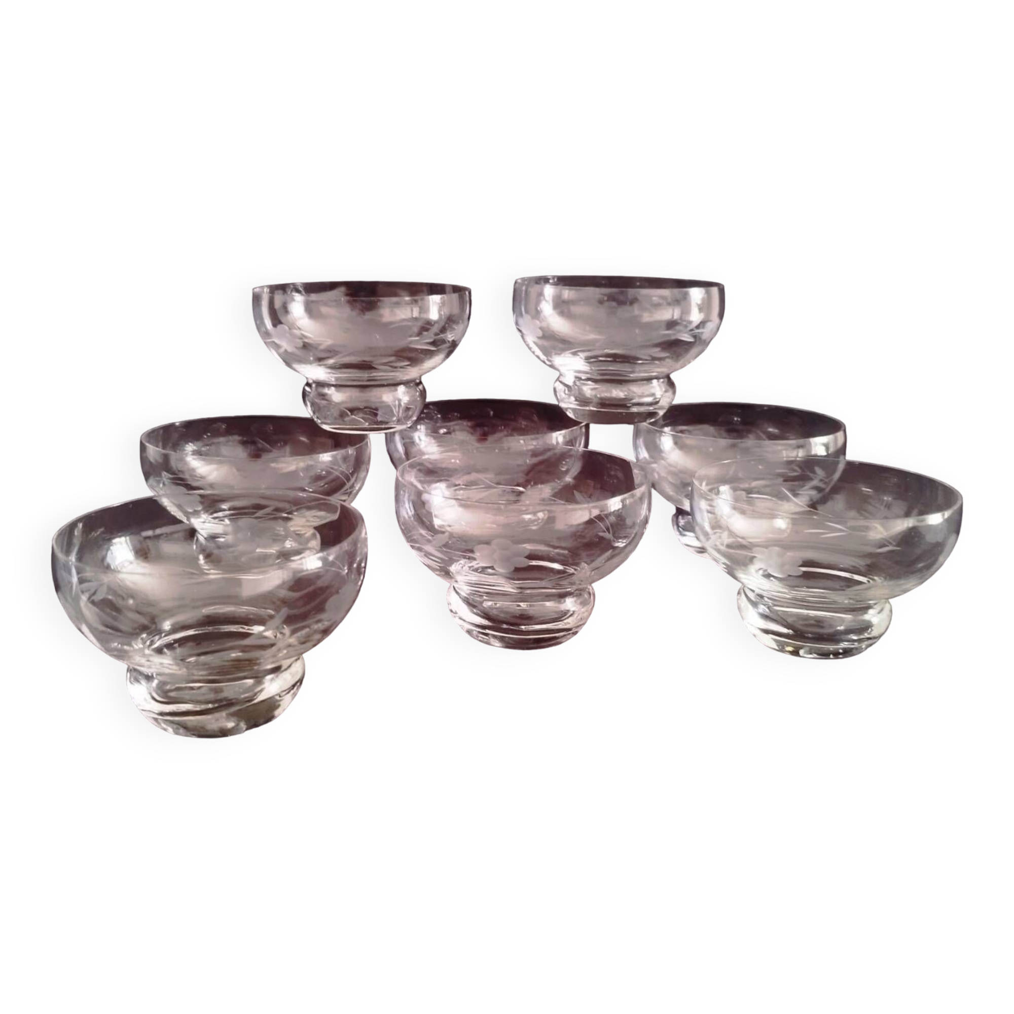 Vintage Engraved Crystal Champagne Glasses