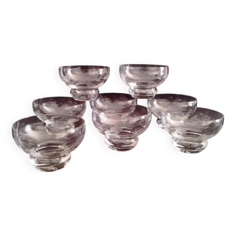 Coupes à Champagne en Cristallin Gravées Vintage