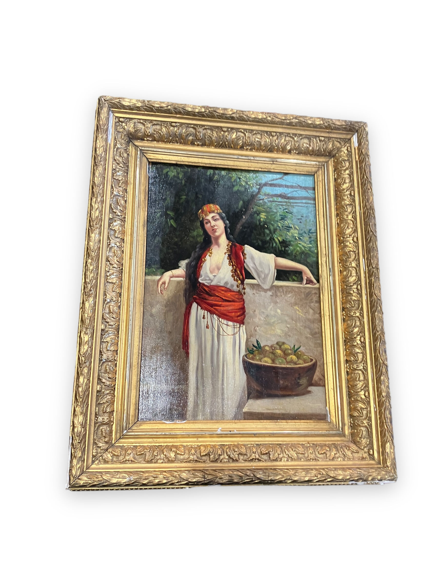 Orientalist painting the lemon merchant oil on panel nineteenth