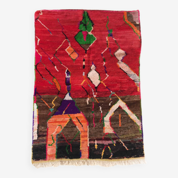Tapis berbère marocain Boujaad rouge à motifs 2,52x1,56m