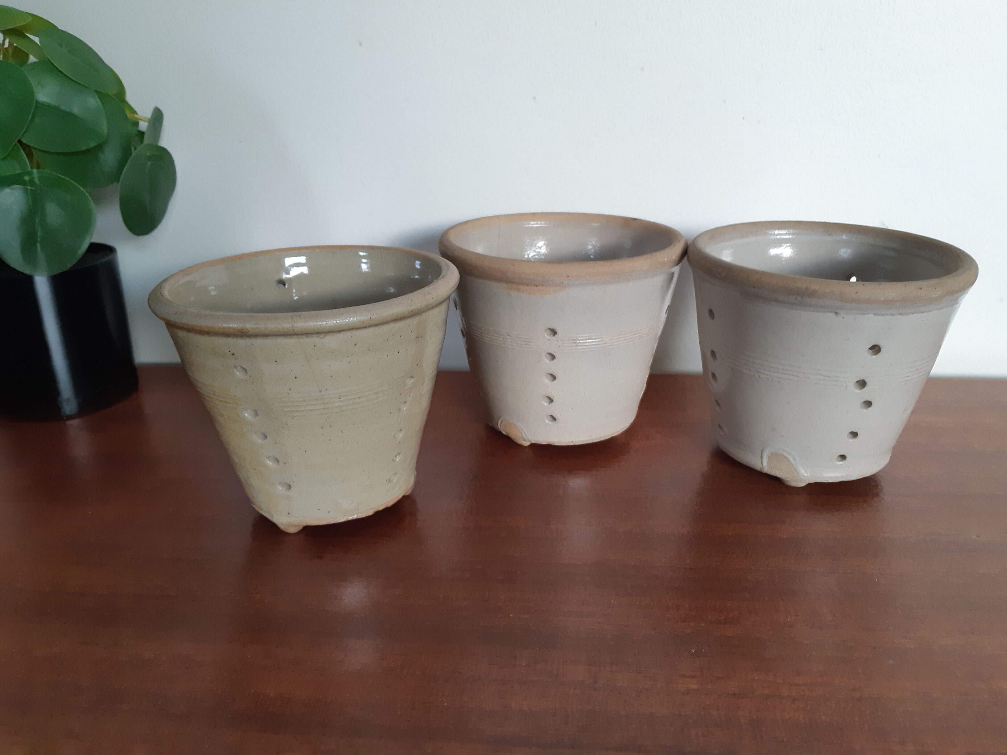 Cheese faisselles , colander in glazed stoneware, vintage French