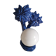 Blue ceramic palm lamp and white opaline globe