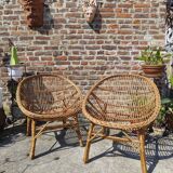 Pair of wicker armchairs
