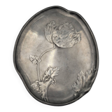 Pewter poppy plate. Art Nouveau